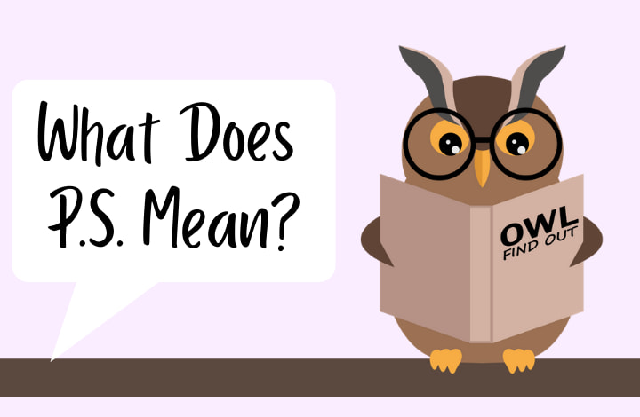 Image of an Owl asking what does ps mean